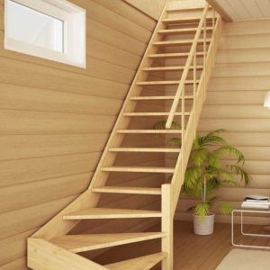 cầu thang xương cá kép bằng gỗ