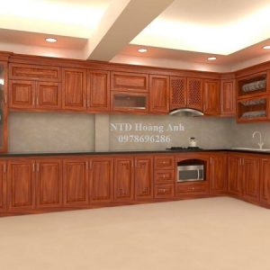 mẫu tủ bếp sồi nga