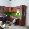 Kính ốp bếp màu xanh non mẫu 1