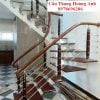 Cầu thang xương cá lan ca inox tay vịn gỗ