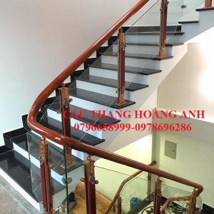 cầu thang kính chân nhôm hợp kim 8