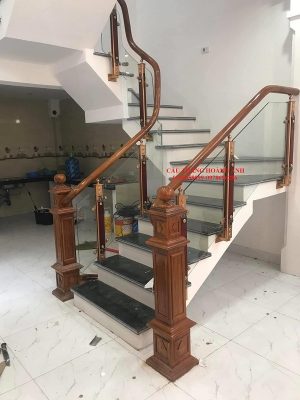 Cầu thang kính chân nhôm hợp kim