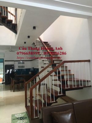Cầu thang xương cá hộp 150 x150 thi công tại âu cơ
