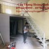 Cầu thang xương cá đơn lên gac xép, mặt bậc tôn nhám,lan can sắt